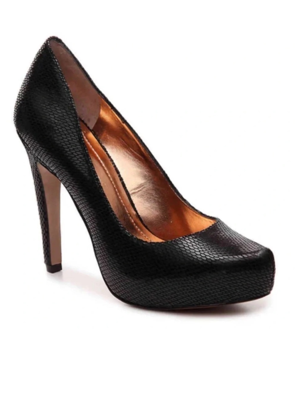 BCBGeneration BG-Parade Leather Snake Print Black Stiletto Pumps 8.5